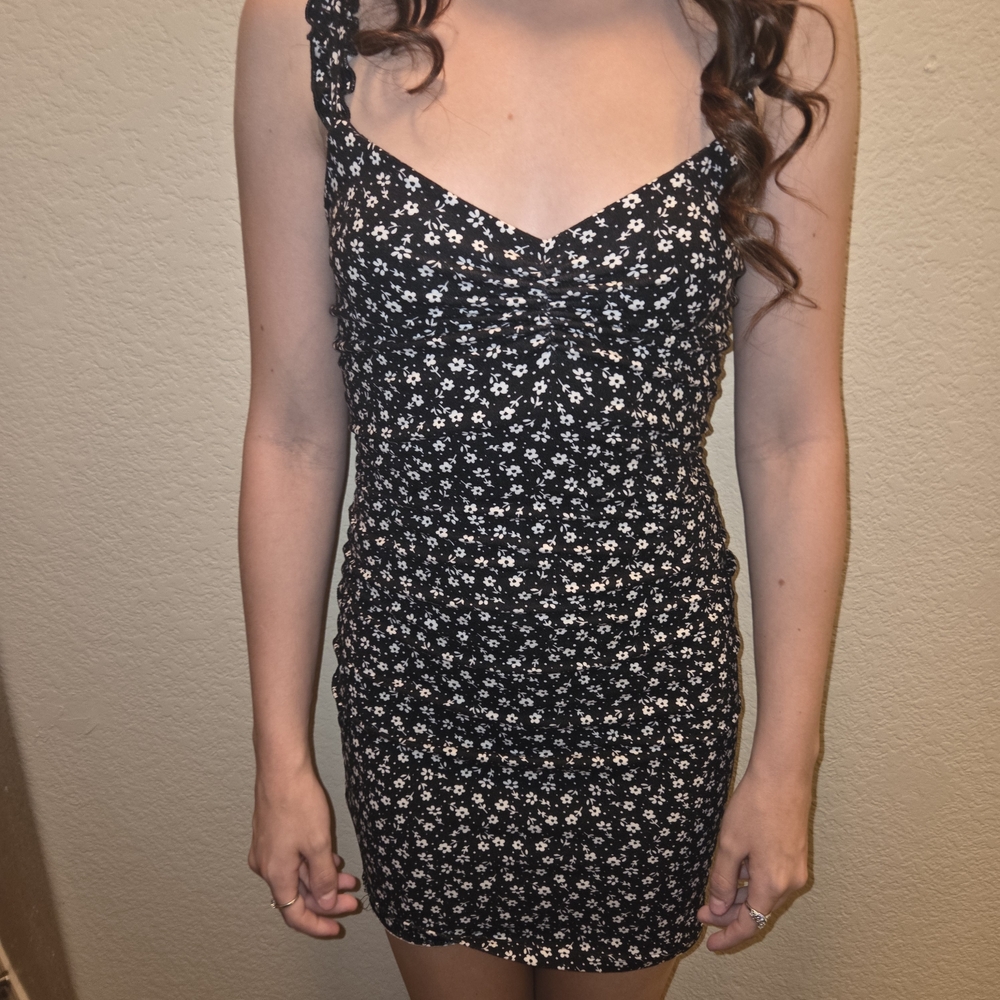 Windsor Black and White Floral Backless Dress